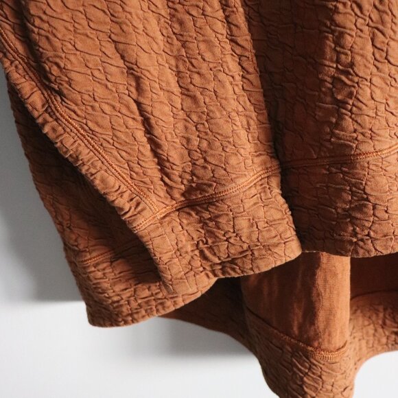 Lululemon Rippled Brown Sz 8 V-Neck Oversized High/Low Cotton Pullover Sweater - Picture 9 of 14